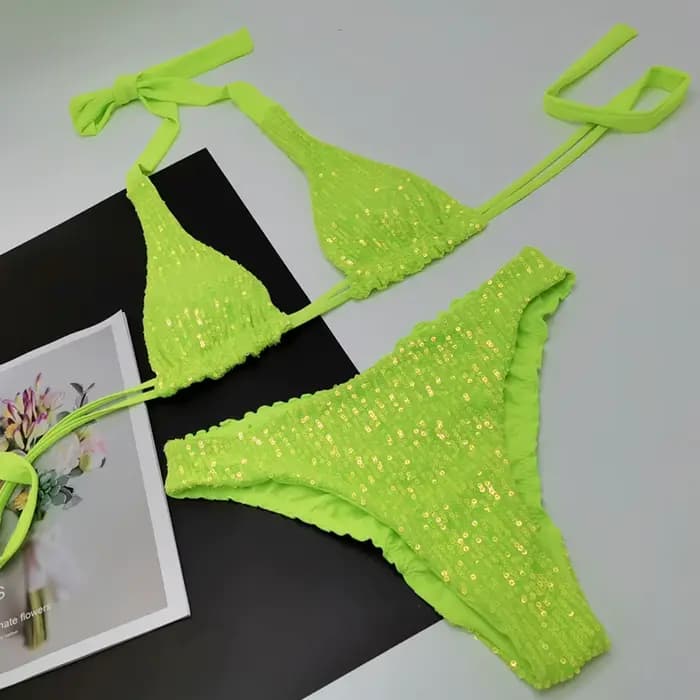Vagues scintillantes Sexy Bikini femmes maillots de bain femme maillot de bain deux pièces Bikini en