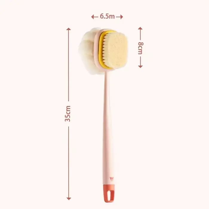 Loofah-Épurateur de dos à long manche pour femme, brosse Linge de douche avec éponge en maille douce