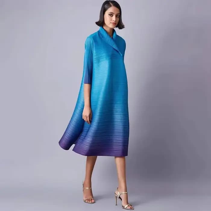 Robe plissée Ata Yake pour femme, grand imprimé, tempérament décontracté, robe éducative, printemps,