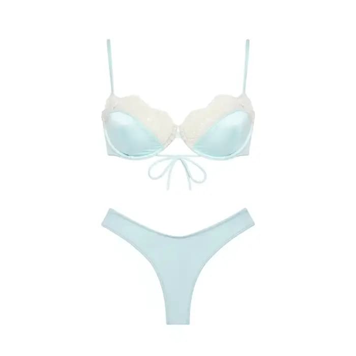 Maillot de bain en dentelle sexy, bikini uni, maillot de bain deux pièces pour femme, maillot de bai