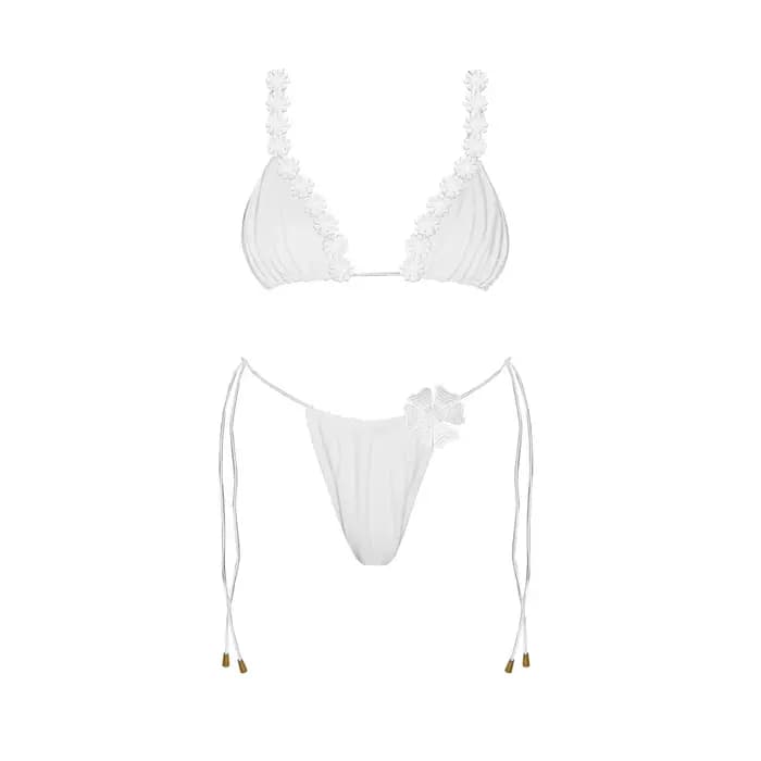 Fleur Bikini femmes Sexy maillot de bain Push Up maillots de bain femme maille jupe Bandeau Biquini