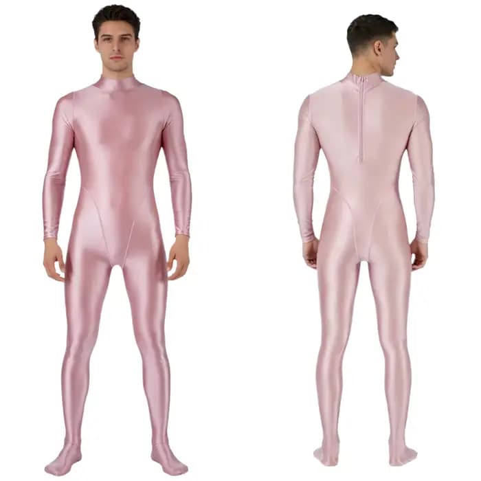 Maillot de bain brillant à l'huile pour hommes, combinaison complète à manches longues, une pièce, p