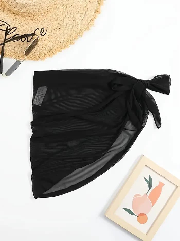 Jupe bikini smockée plage mousseline de soie châle gaze jupe maillot de bain femme crème solaire pur
