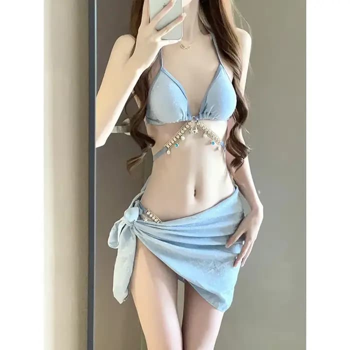 Toucheart-Maillot de bain sexy pour femmes, ensemble deux pièces, soutien-gorge, col licou, culotte