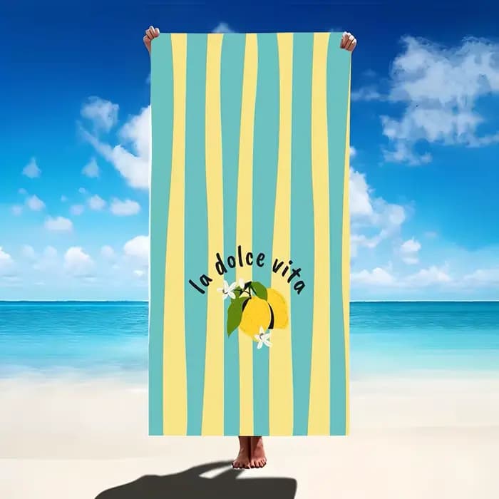 Serviette de plage Amalfi Lemon - Drap de bain en microfibre italien « La Dolce Vita » avec imprimé