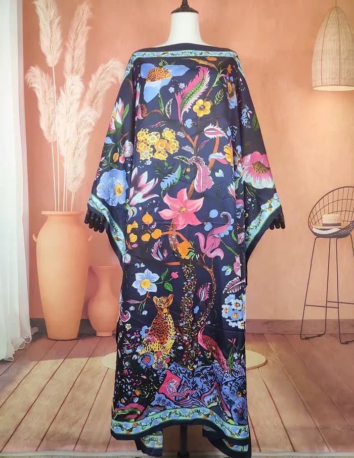 Robe caftan imprimée musulmane pour femmes, cover-up surdimensionné, bikini américain, élégant, été,