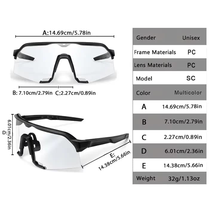 Lunettes de soleil photochromiques pour hommes et femmes, en plein air, vtt, vélo, cyclisme, course