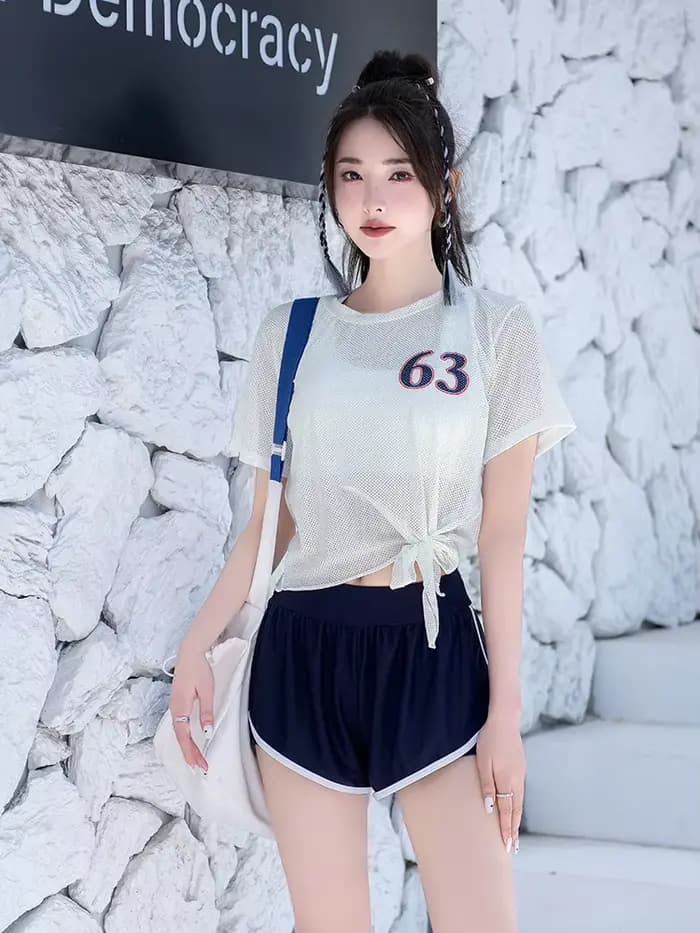 Nouveau maillot de bain fendu haut de gamme avec Style sportif et pantalon à Angle plat pour les mai