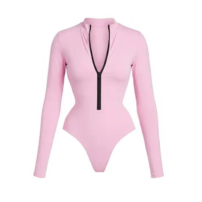 Maillot de bain une pièce zippé 2026 sexy pour femme, maillot de bain à manches longues, tenue de su