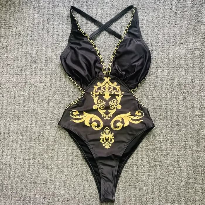 Femmes vêtements de plage maillot de bain Sexy nouveau imprimé doré une pièce maillot de bain maillo