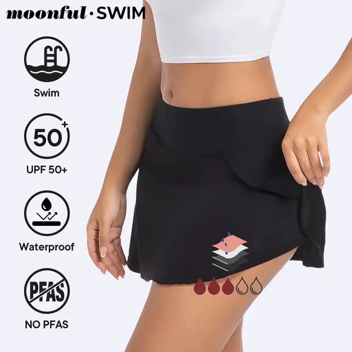 Maillot de bain menstruel pour femmes, maillot de bain pour adolescents, jupe imperméable, avec Prot
