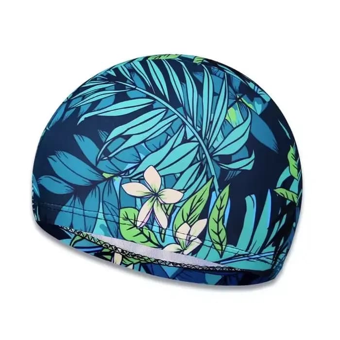 DIZETION Bonnet de bain avec protection auditive et motif antidérapant imprimé feuilles pour adultes
