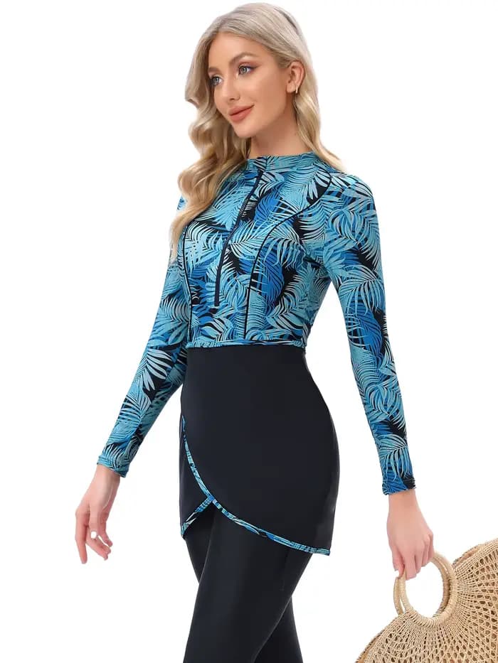 Maillot de bain musulman femmes modeste manches longues maillot de bain 3 pièces Burkinis islamique