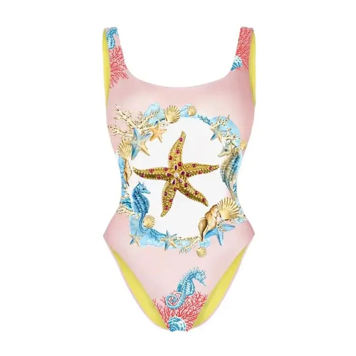 Nouveau maillot de bain une pièce 2024 imprimé étoile de mer dos nu pour femme – Collection mondiale