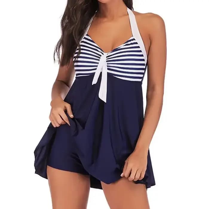 Grande taille Vintage maillot de bain deux pièces maillot de bain avec robe licou Tankini maillots d
