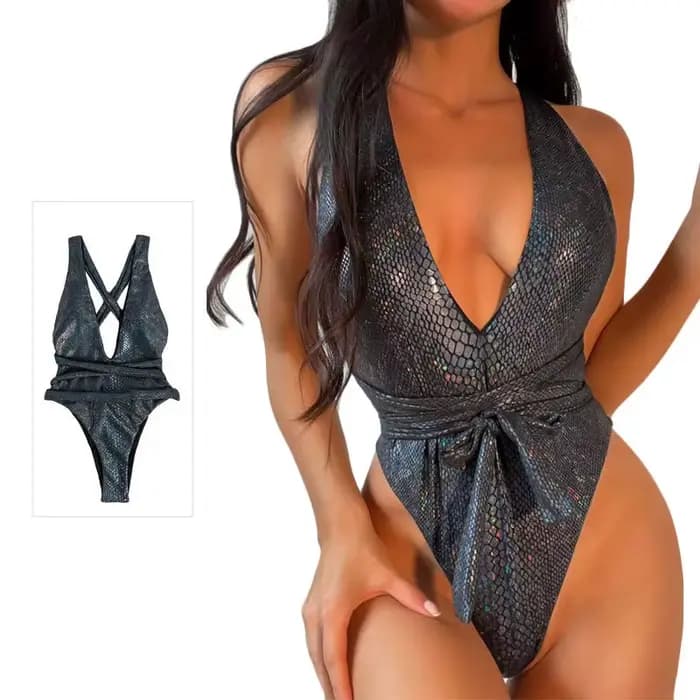 Maillot de bain une pièce pour femmes, sexy, décolleté plongeant en V, moulant, durable, dos nu, com