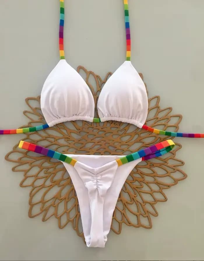 Ensemble Bikini brésilien Sexy Push Up maillot de bain deux pièces Triangle cravate côté bas plage v