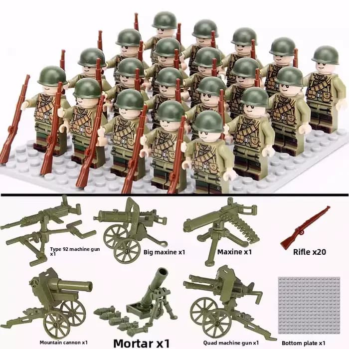 Blocs de construction militaires de la Seconde Guerre mondiale, poupées, figurines, poupées humanoïd