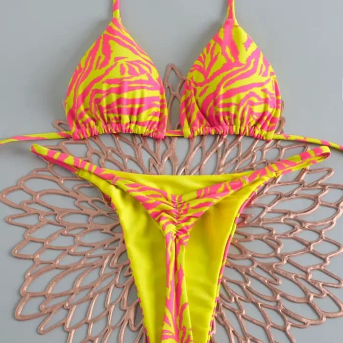 Maillot de bain bikini triangulaire sexy pour femme, ensemble deux pièces, maillot de bain trois poi