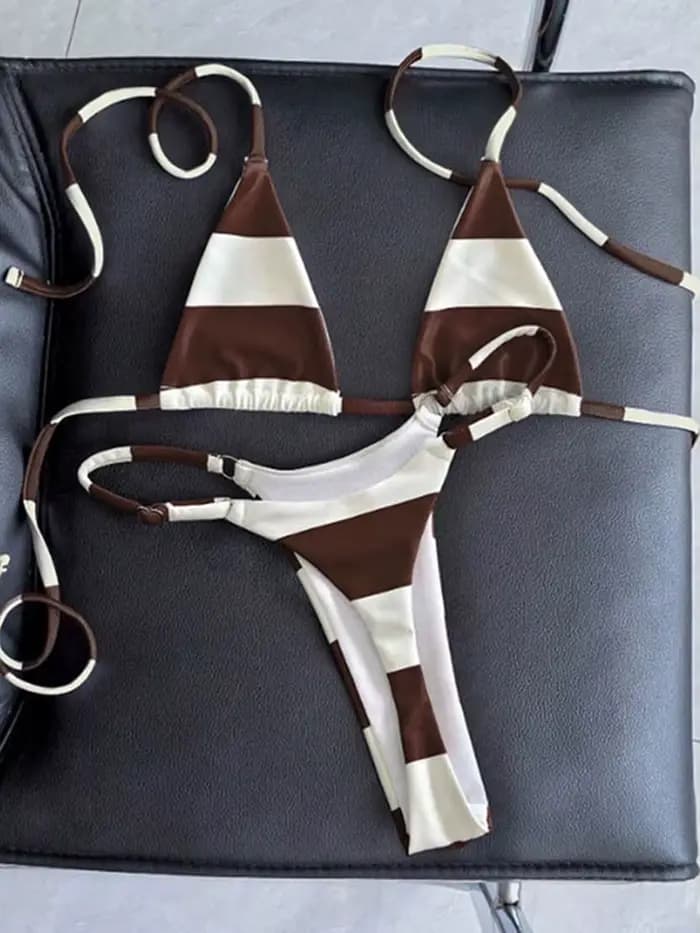 Micro Bikini 2026 Maillots de bain Femme Maillot de bain Sexy Bikini brésilien Ensemble rayé Biquini