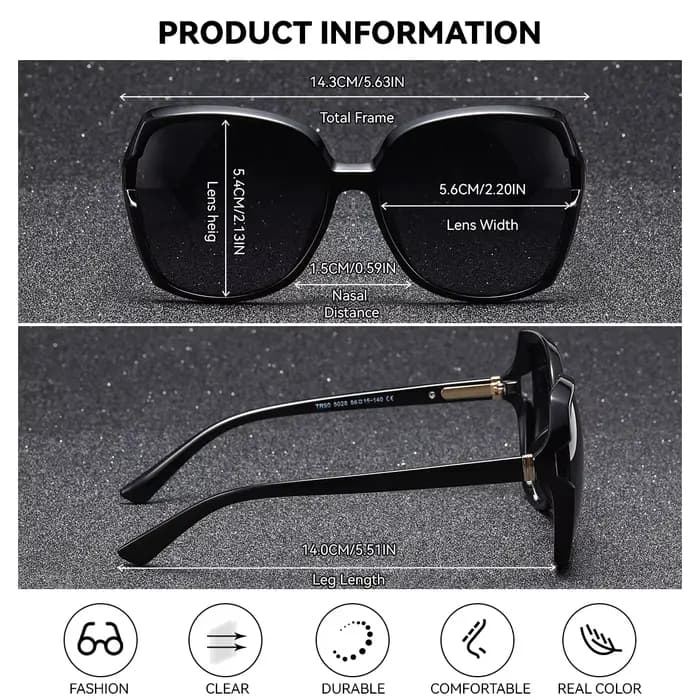 BARCUR-Lunettes de soleil polarisées UVA/B pour femmes, avec grand cadre, elliptique, couleur dégrad