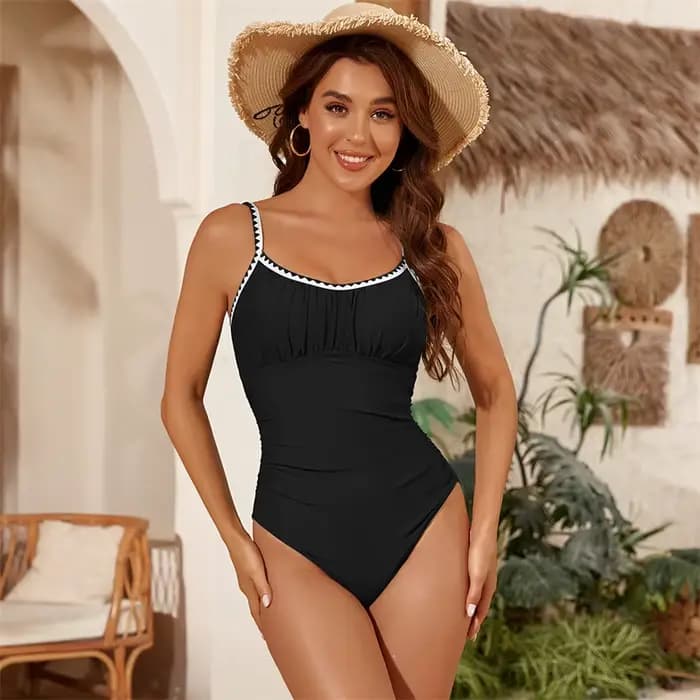 Maillot de bain une pièce froncé pour femmes, contrôle du ventre, Push Up, enveloppant, Vintage, pou