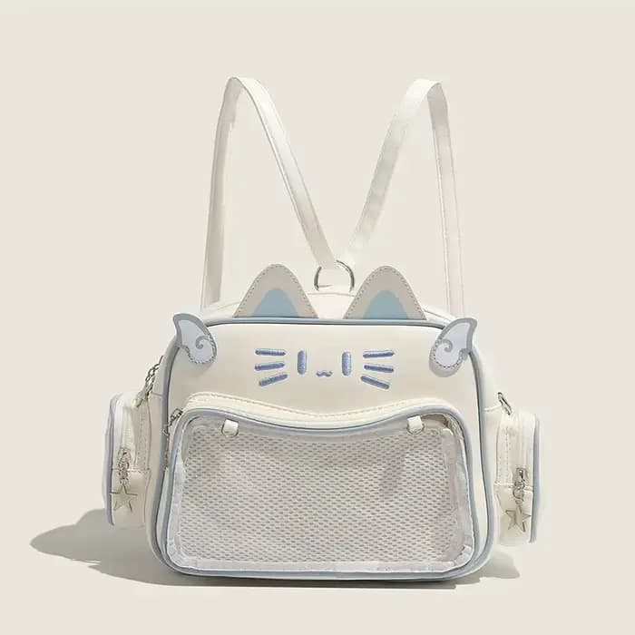 Sacs à dos Y2K Cat Ita pour femmes, sacs à bandoulière en PU, poche transparente pour filles mignonn