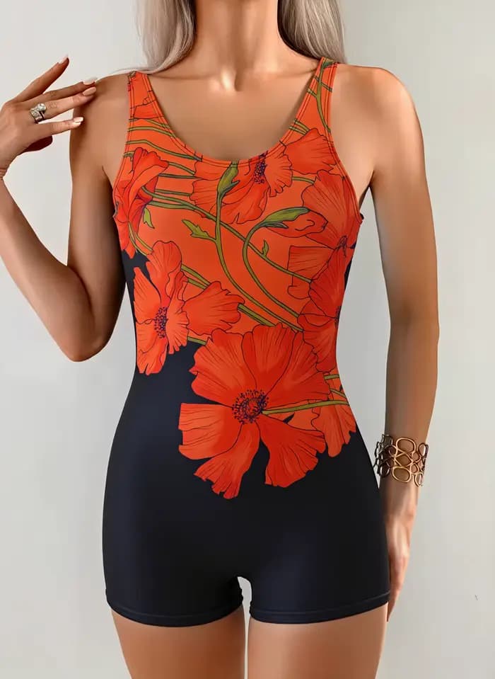 Maillot de bain une pièce imprimé sportif 2026 pour femme, coupe ajustée, style vintage, sexy, pour