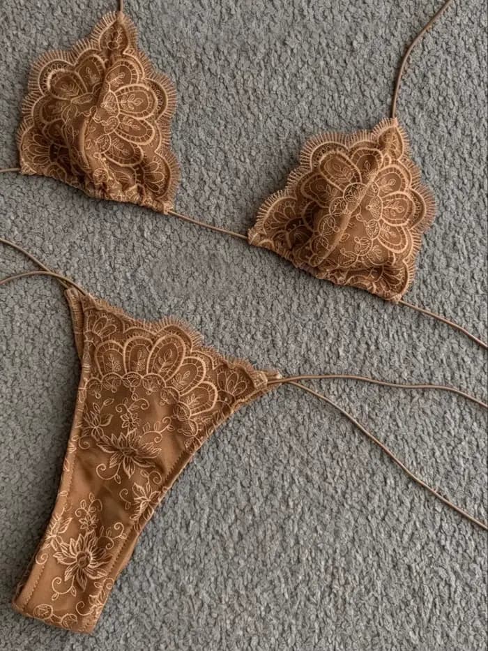 Maillot de bain bikini en dentelle deux pièces pour femme