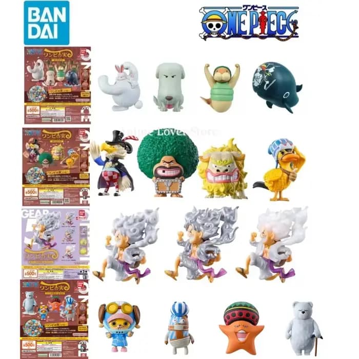 Bandai Original One Piece Gashapon Devil Fruits Animal 01 02 03 GEAR5 Luffy Raab Karoo Morgans Kung fu manatee Figurines d'anime