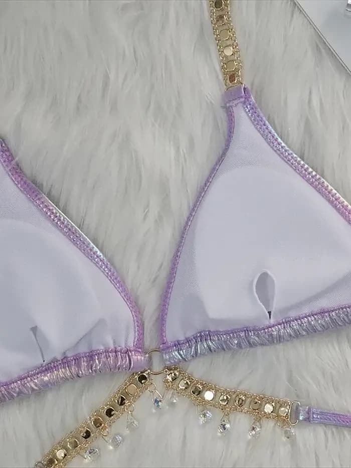 Bikini en similicuir PU pour femme
