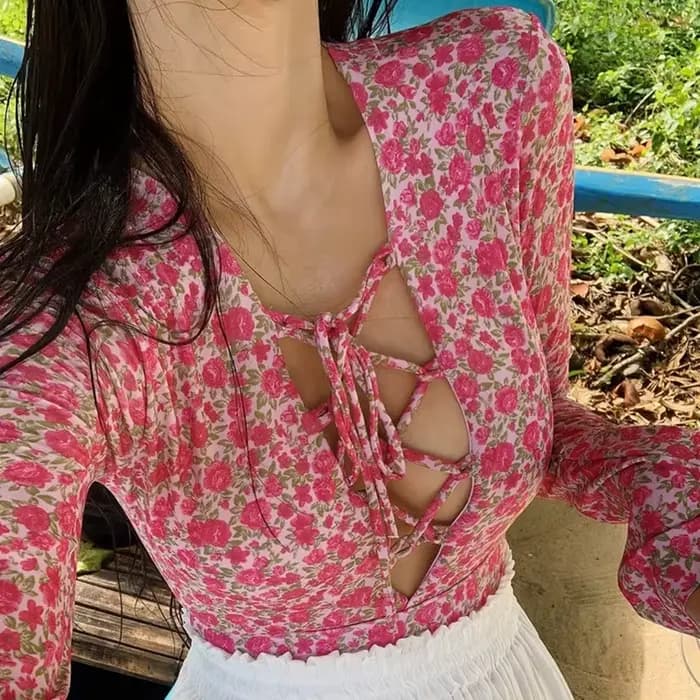 Maillot de bain une pièce à fleurs, Sexy, rembourré, Monokini, manches longues, pour femmes, vêtements de plage, coréen, 2024