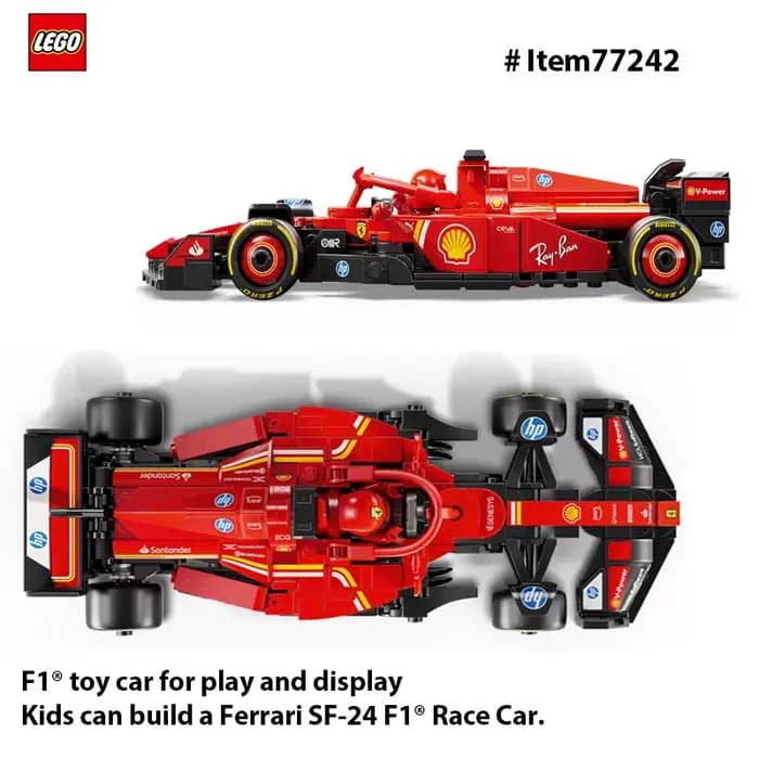 LEGO 77242 Speed Champions Ferrari SF-24 F1 voiture de course jouets-ensembles de construction pour enfants, Kits de voiture modèle Ferrari F1 pour Display275PCS