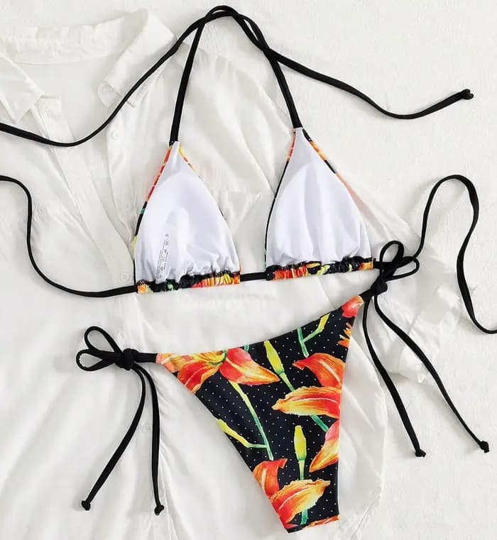 Sexy fleurs imprimé Bikini brésilien femme maillot de bain femmes maillots