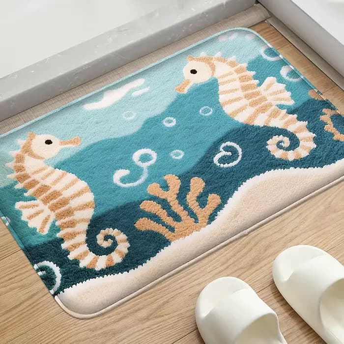 Tapis de salle de douche de plage et de bord de mer