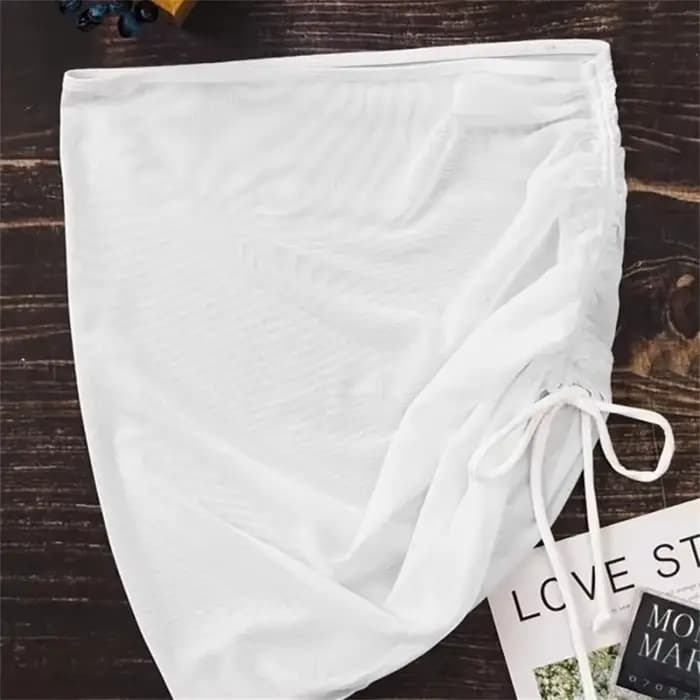 Nouveau Maillot de bain translucide jupe de plage maille cordon solide gaze