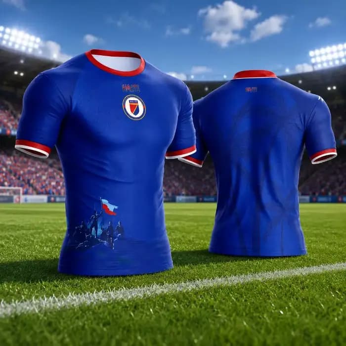 Maillot de football unisexe respirant à manches courtes avec silhouette patriotique de palmier d'Haïti, imprimé 3D intégral, pour sports d'été en extérieur