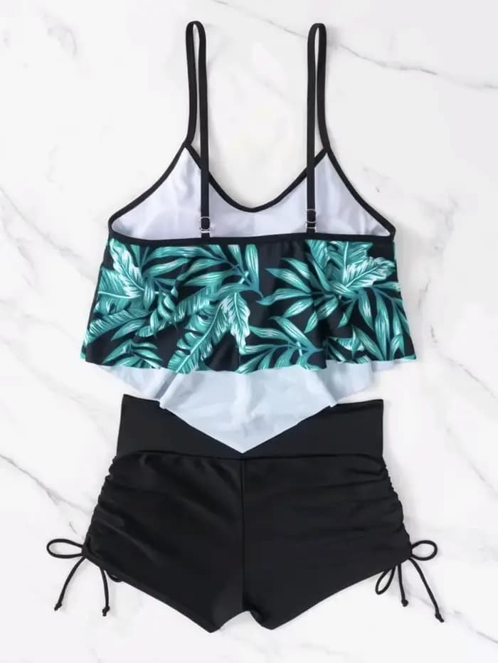 Maillot de bain deux pièces à volants pour femmes