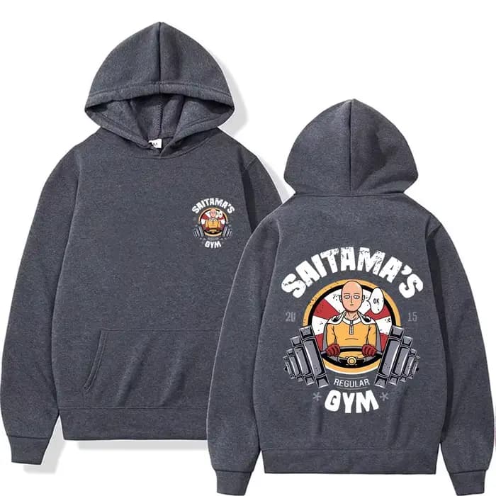 Anime One Punch Man Saitama Saitama's Gym drôle Meme sweat à capuche hommes femmes décontracté polaire sweat à capuche en coton hommes surdimensionné sweat