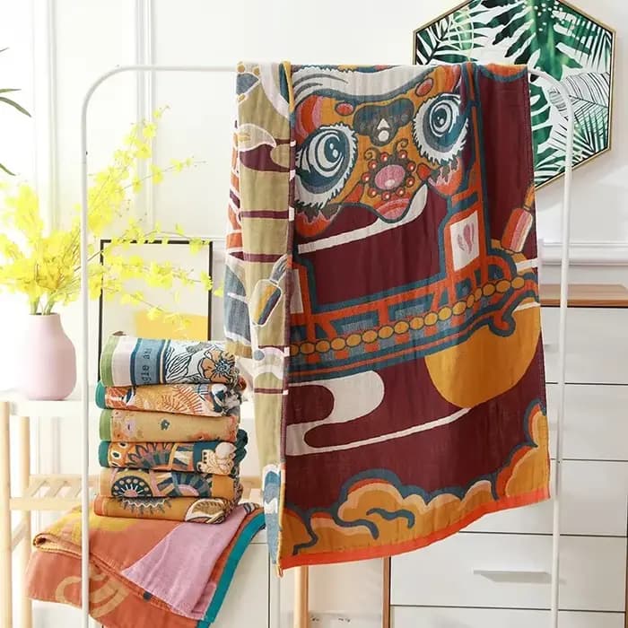 Serviette de bain en gaze de coton absorbante et douce pour adulte