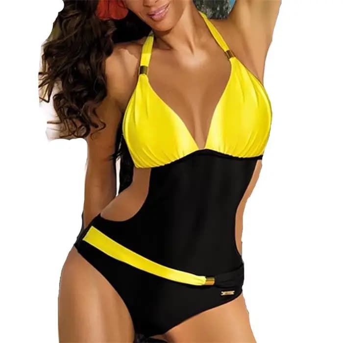 Plus Size One Piece Swimsuit for Women 2022 Large Swimwear Women's Trikini Push Up Monokini Halter V-neck Vintage Bathing Suit