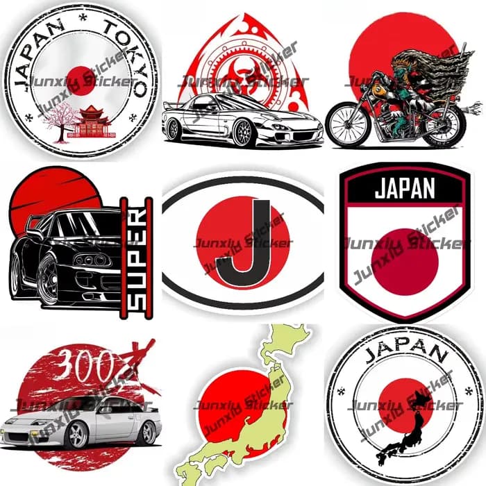 Autocollants d'emblème de silhouette de sensation de carte japonaise, autocollant rond de TakSeal, voiture de course, autocollant de soleil japonais, étanche