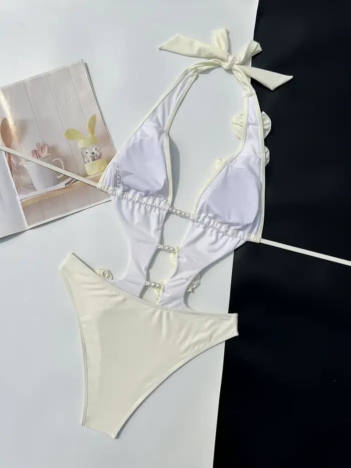 Melphieer maillot de bain 2025 nouveau femmes une pièce 3D fleur perle décoration maillots