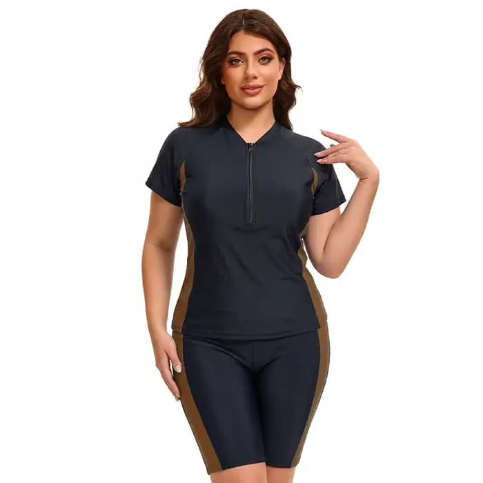 Maillot de bain grande taille pour femme, deux pièces, haut de maillot à manches courtes et short de bain avec coupe Boy Leg, tailles XL-5XL
