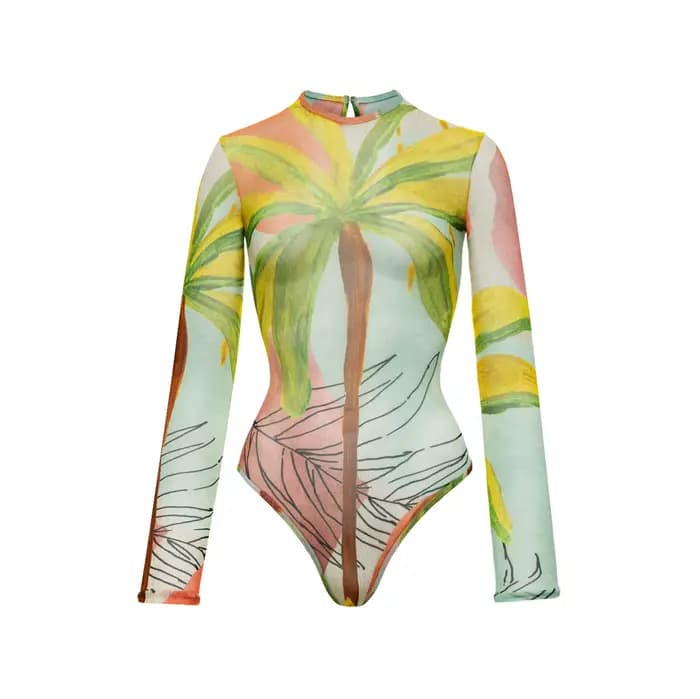 Maillot de bain imprimé Floral à manches longues