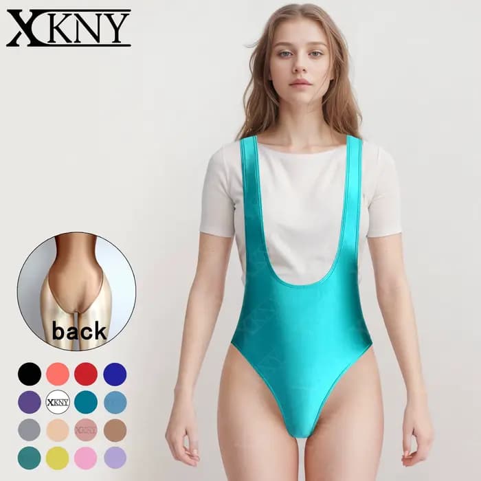 Maillot de bain XClocKNYoung en satin brillant, moulant et sexy, vêtements de fitness