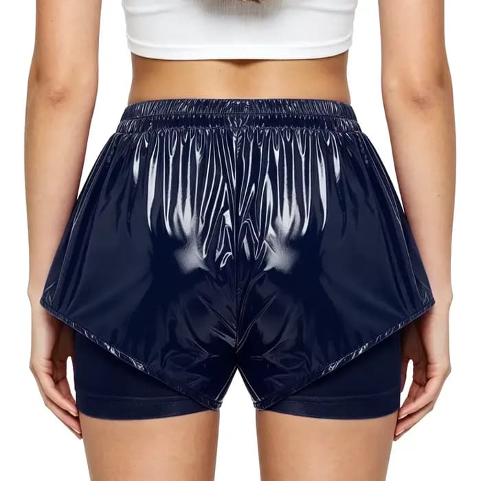 Shorts de natation brillants à double couche pour femmes, imperméables, avec short de sécurité respirant intégré, bas de sport