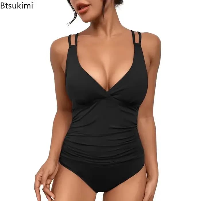 Nouveau Maillot de Bain Une Pièce Sexy pour Femme 2026, Col en V, Bretelles Croisées au Dos, Style Brésilien, Tenue de Plage
