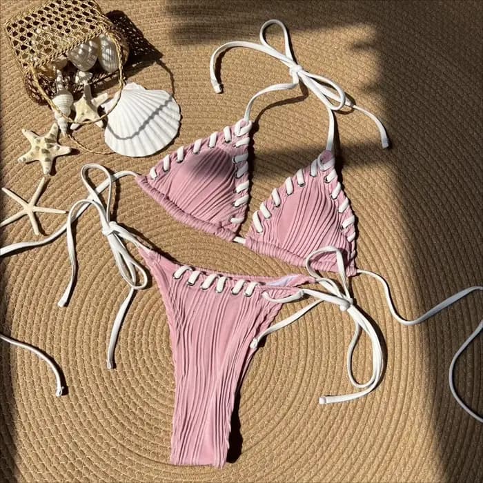 Licou froissé armure Bikini ensemble femmes maillots de bain maillot