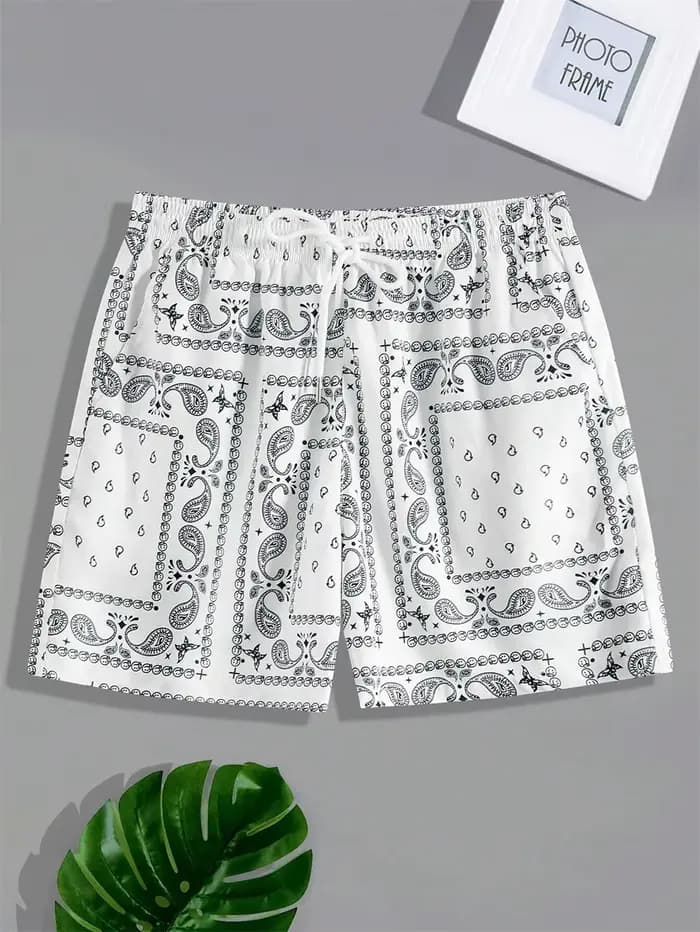 Shorts de plage à motif Paisley pour hommes et femmes, shorts de bain décontractés avec cordon de serrage, bas de tenue d'été, pantalons courts hawaïens